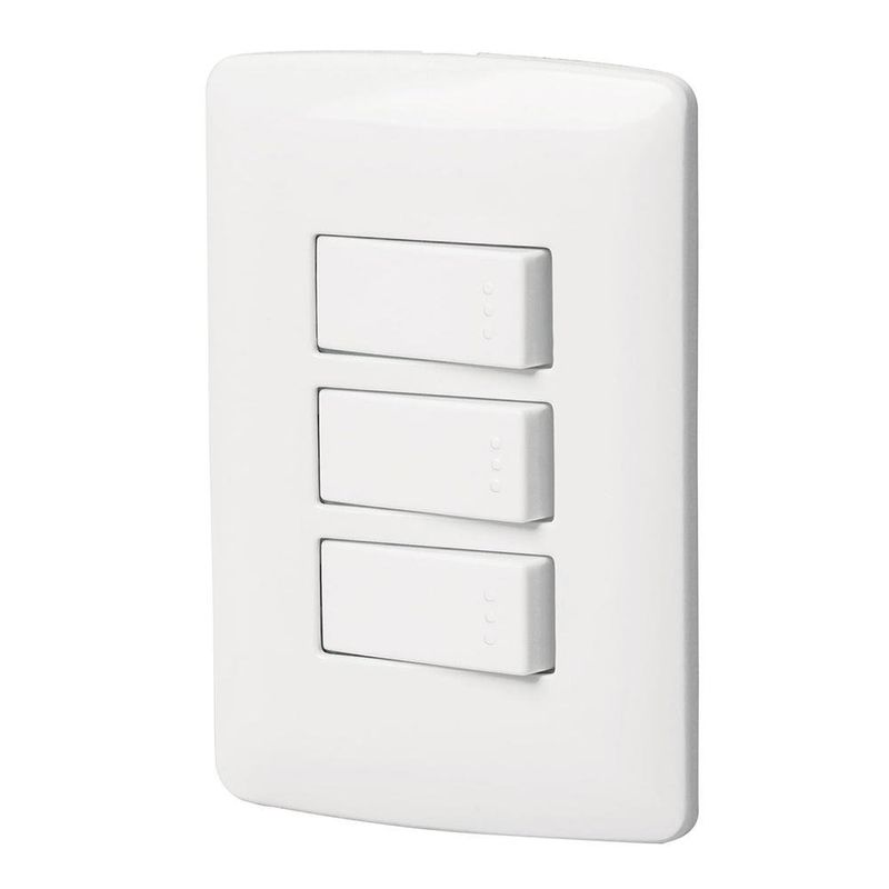 Interruptor Triple Sencillo Italiana Blanco - Volteck