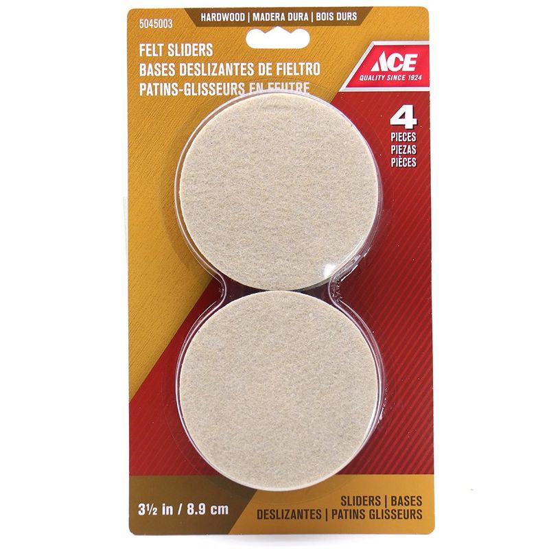Protectores Circulares Fieltro Beige 3 1/2 Plg 4 Uds