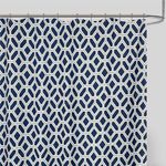 Cortina de Baño con Ganchos Azul y Blanco