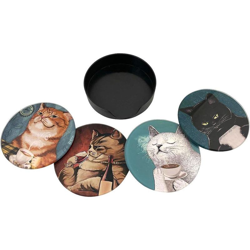 Set de 4 Portavasos Diseño Gatos