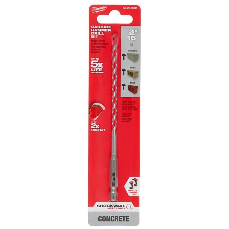 Broca de Carburo para Concreto 3/16x6 Plg - Milwaukee Electric