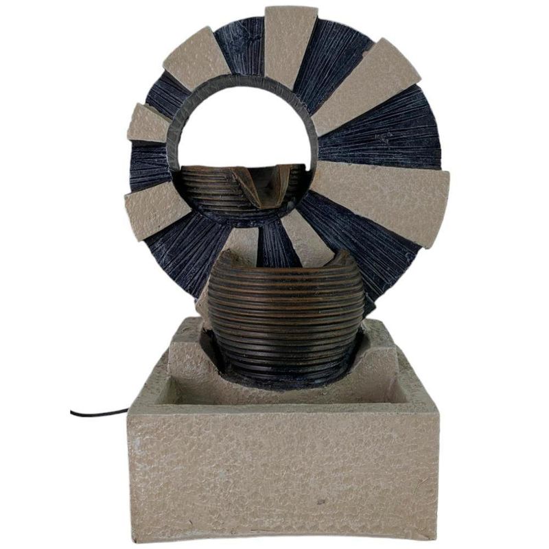 Fuente Decorativa con Luz Diseño de Círculo y Vasijas