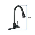 Monomando para Cocina Tubig Cuello Extraíble Negro Mate