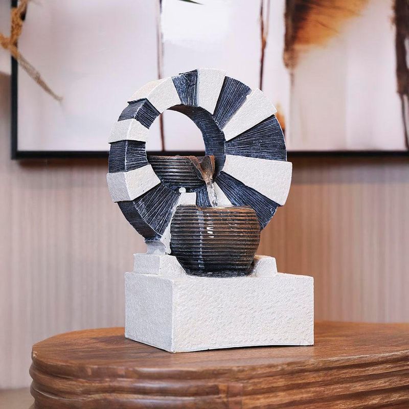 Fuente Decorativa con Luz Diseño de Círculo y Vasijas