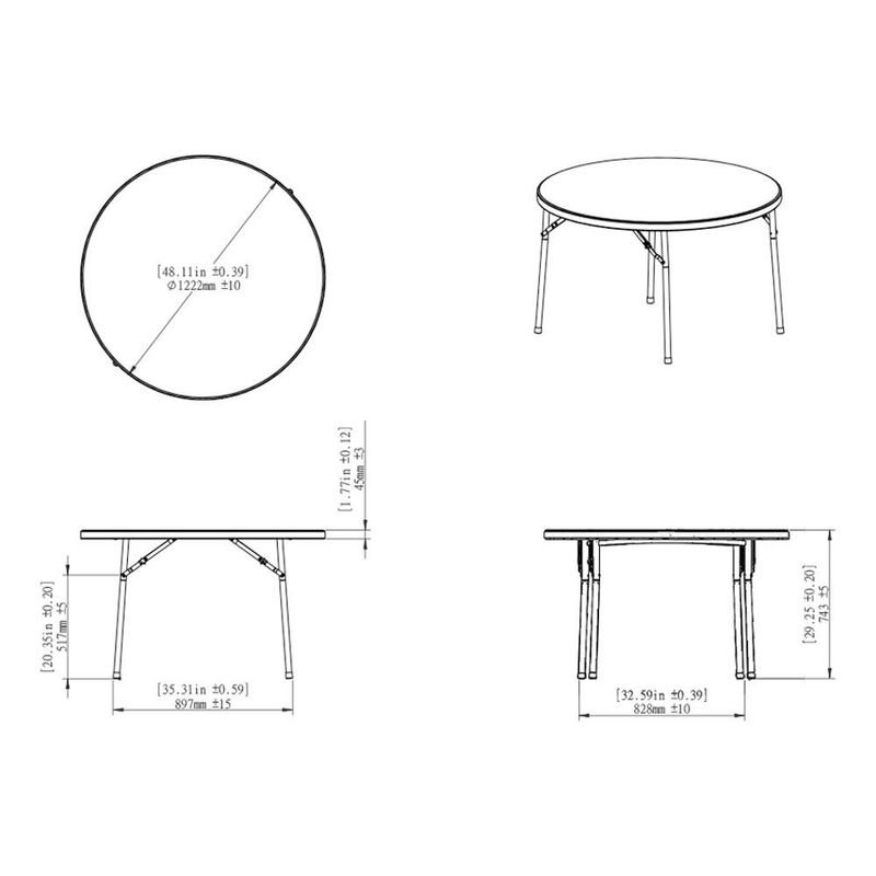 Mesa Plegable Dia Redonda 122 cm