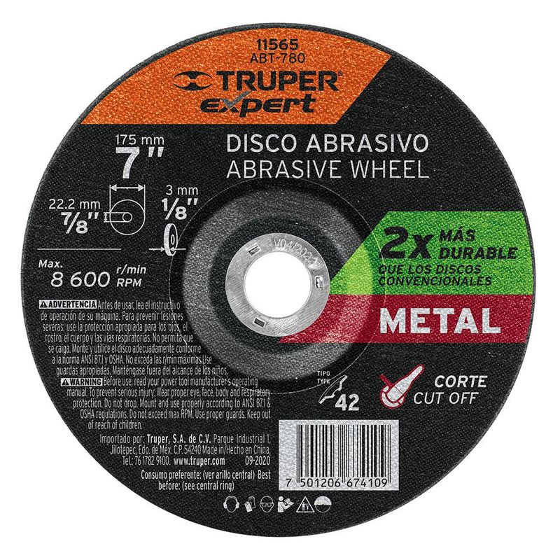 Disco Para Corte De Metal 7 Plg - Truper