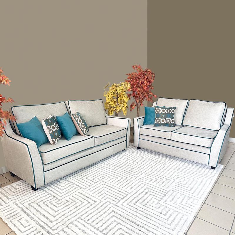 Sala Praga Beige con Bordes Azul