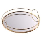 Bandeja con Espejo Redondo Dorado
