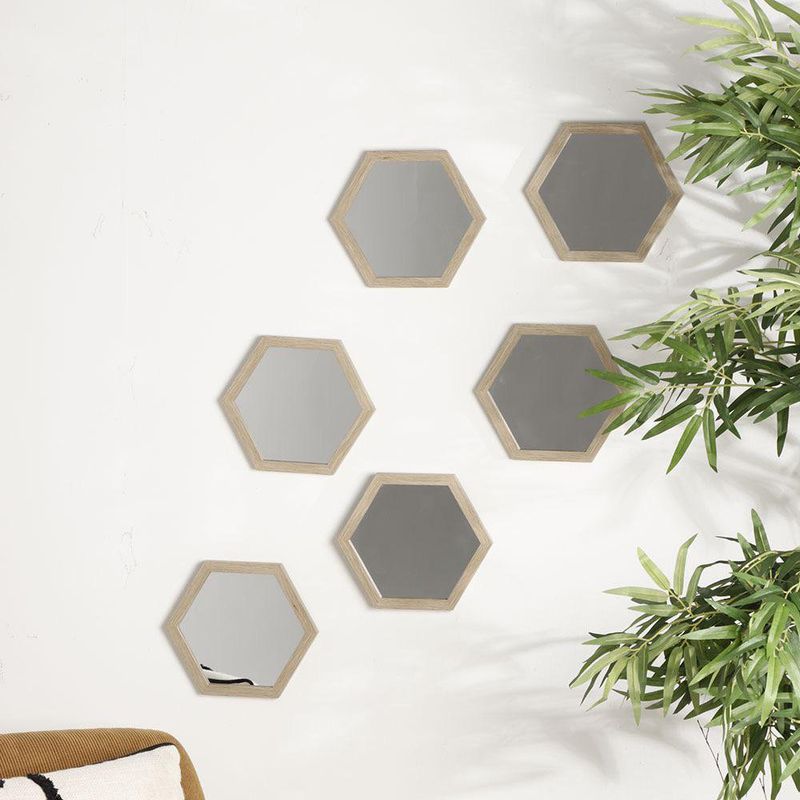 Set de 6 Espejos Decorativos Hexagonales