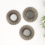 Set de 3 Espejos Decorativos 25 x 25 cm Diseño Trenzado Dorado