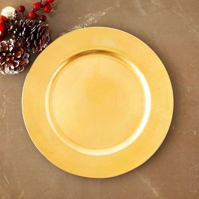 Set de 4 Platos Base Dorado 33 Cm