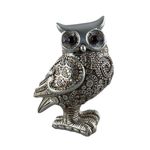 Figura Decorativa de Búho Plateado con Detalles