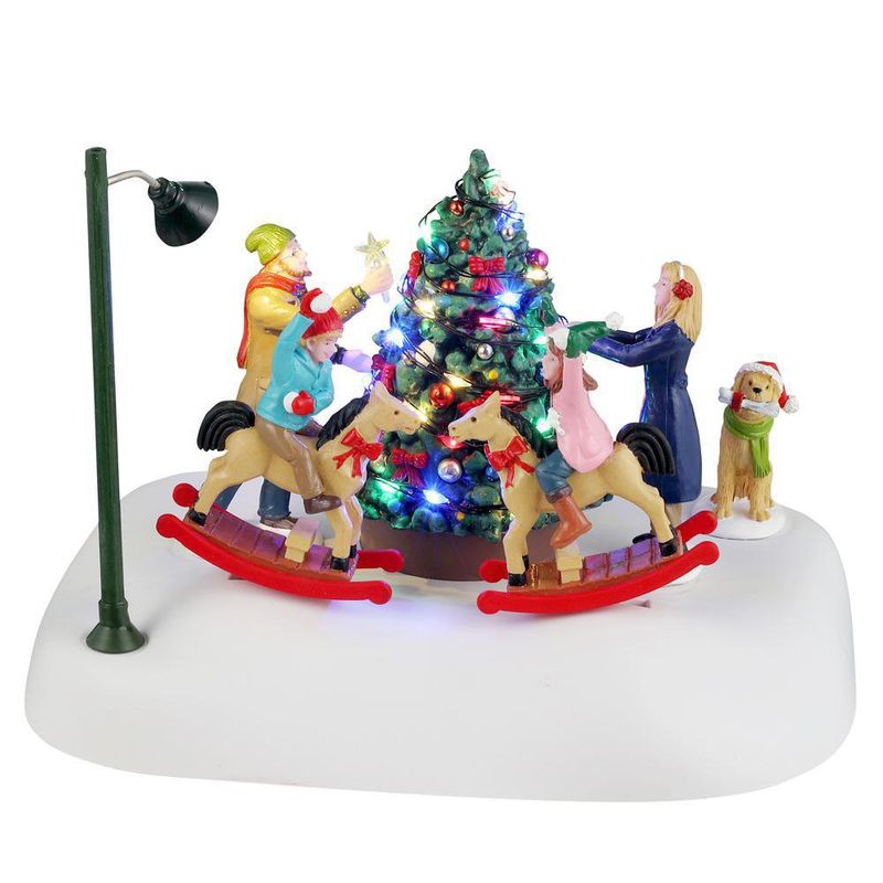 Figura Girando Alrededor del Árbol de Navidad con Luz y Movimiento