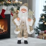 Figura Decorativa de Santa en Dorado y Blanco
