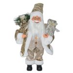 Figura Decorativa de Santa en Dorado y Blanco