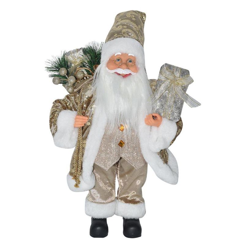 Figura Decorativa de Santa en Dorado y Blanco