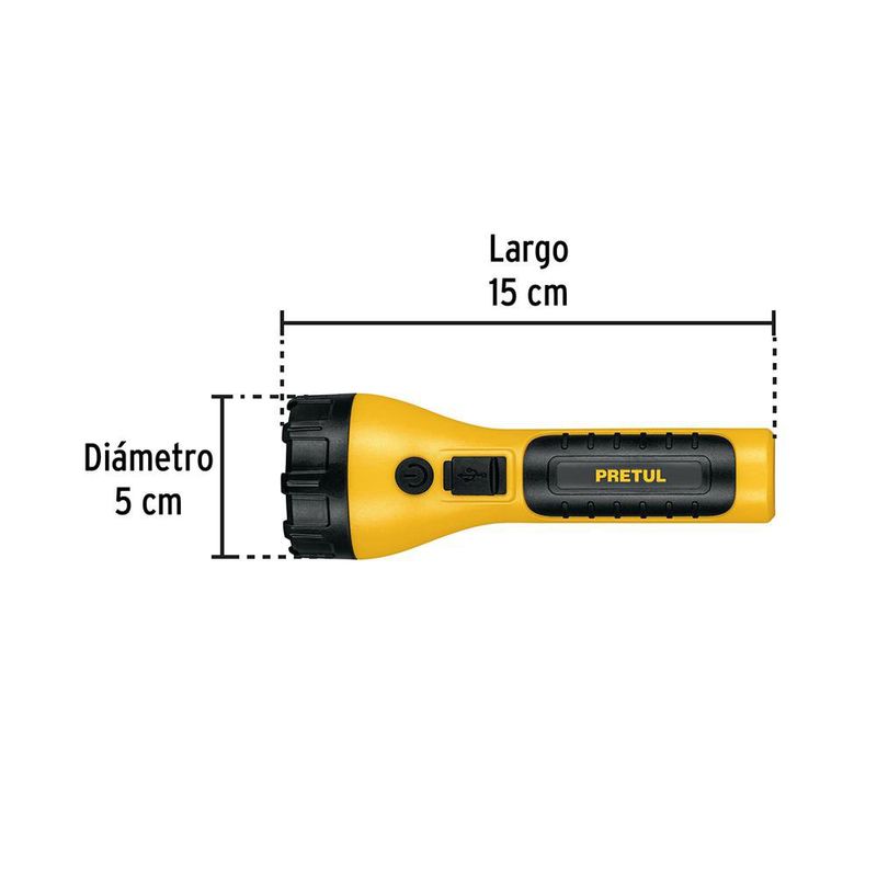 Linterna Plástica de LED, 180 Lm, Recargable