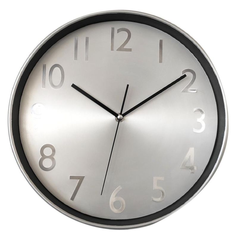 Reloj de Aluminio para Pared Plateado 12 Plg