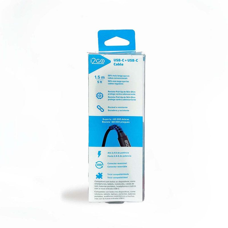 Cable Usb Tipo C a Tipo C Trenzado 1.5M