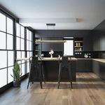 Lámpara de Colgar Lineal Negro y Madera