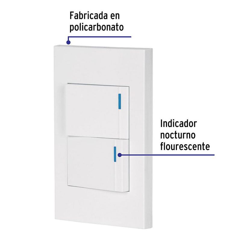 Interruptor Doble de 1.5 Módulos Española Blanco - Volteck
