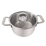 Olla Acero Inoxidable con Tapa de Vidrio Asa Metálica 26 cm Color Plateado