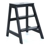 Taburete Escalera Negro de 3 Peldaños 47x51x60.5 Cm