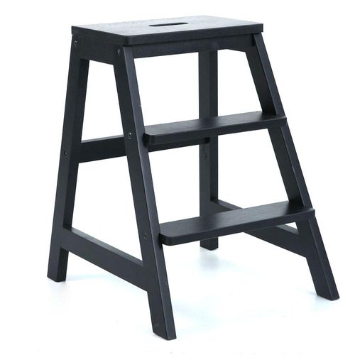 Taburete Escalera Negro de 3 Peldaños 47x51x60.5 Cm