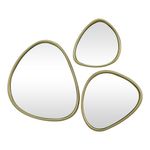 Set de 3 Espejos de Pared Asimétricos con Marco Dorado