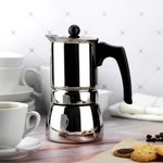 Cafetera Italiana de Acero Inoxidable para Inducción de 6 Tazas Color Plateada