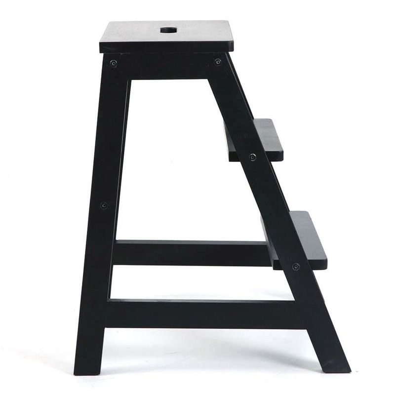 Taburete Escalera Negro de 3 Peldaños 47x51x60.5 Cm