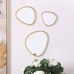 Set de 3 Espejos de Pared Asimétricos con Marco Dorado