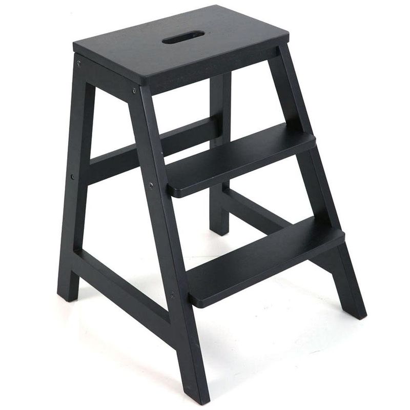 Taburete Escalera Negro de 3 Peldaños 47x51x60.5 Cm