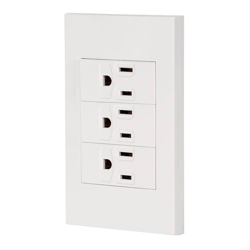 Tomacorriente Triple 1 Modulo Española Blanco - Volteck