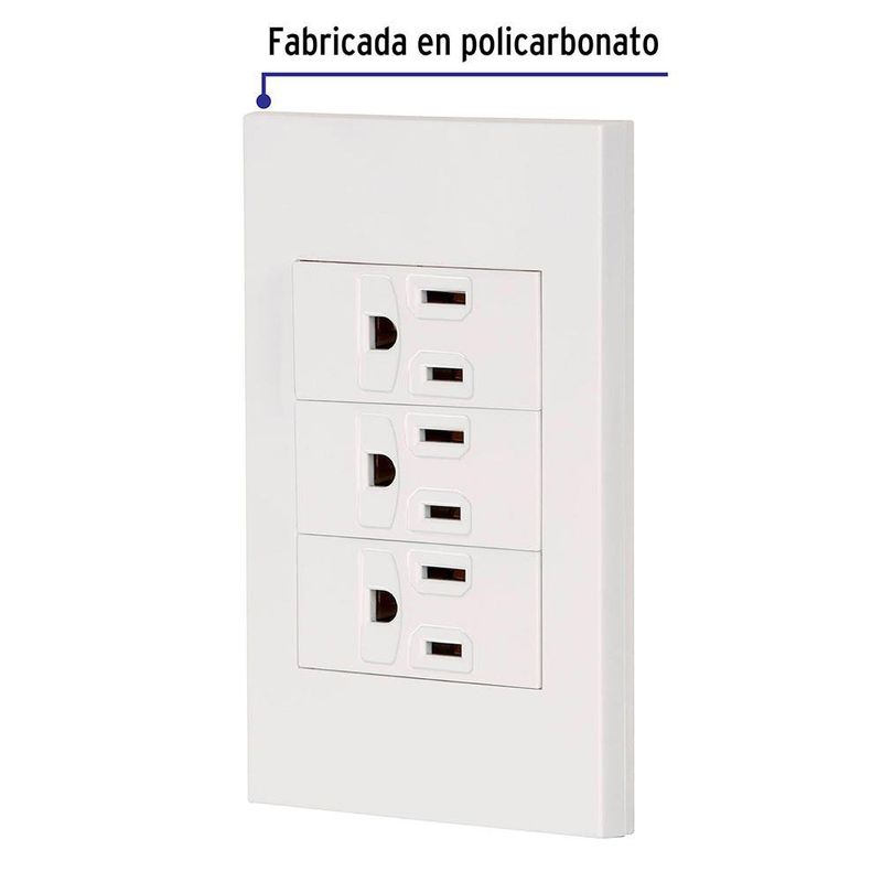 Tomacorriente Triple 1 Modulo Española Blanco - Volteck