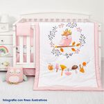 Set De Edredón Para Cuna Búho Rosado 2 Pzas