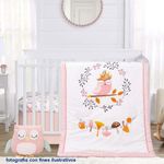 Set De Edredón Para Cuna Búho Rosado 2 Pzas