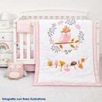 Set De Edredón Para Cuna Búho Rosado 2 Pzas