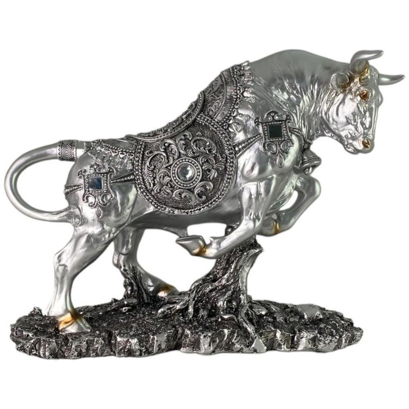 Figura Decorativa Toro Plateado