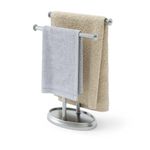 Toallero de Pie Palm de Doble Barra con Bandeja de Metal Nickelado 26x11 Cm