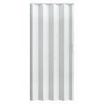 Puerta Plegable de PVC Blanca Tipo Acordeón con Diseño de Madera Vertical 90x210 Cm