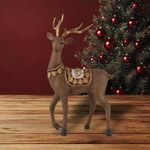 Figura de Reno Parado Estilo Madera Café