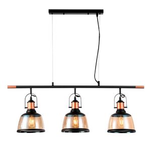 Lampara de Colgar 3 Luces Negro y Dorado