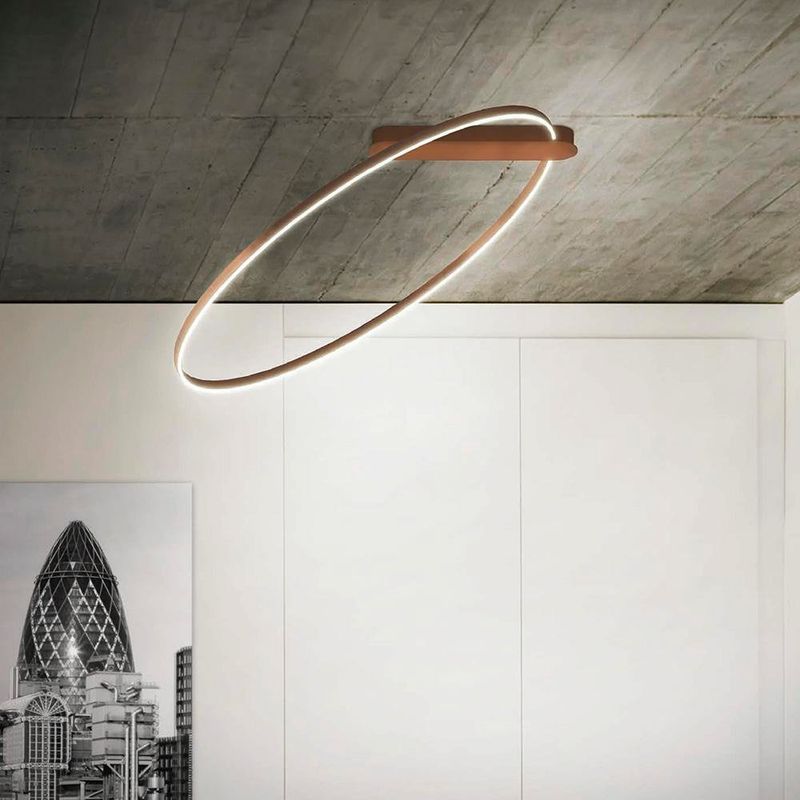 Lámpara Led Circular de Techo Dorada Luz Cálida 38W