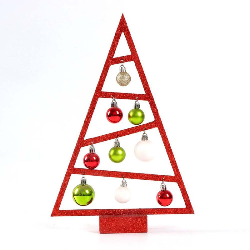 Árbol Decorativo de Madera Rojo con Bombas