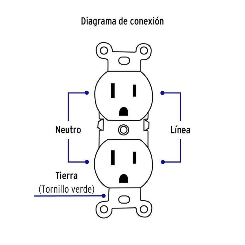 Tomacorriente Doble 2 Polos 3 Hilos Standard Blanco - Volteck