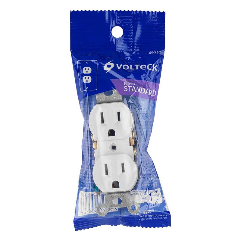 Tomacorriente Doble 2 Polos 3 Hilos Standard Blanco - Volteck