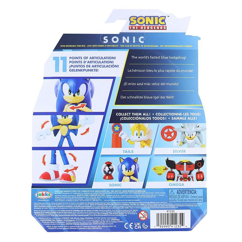 Figura Articulada de Sonic con Caja de Ítem Invencible 4 Plg