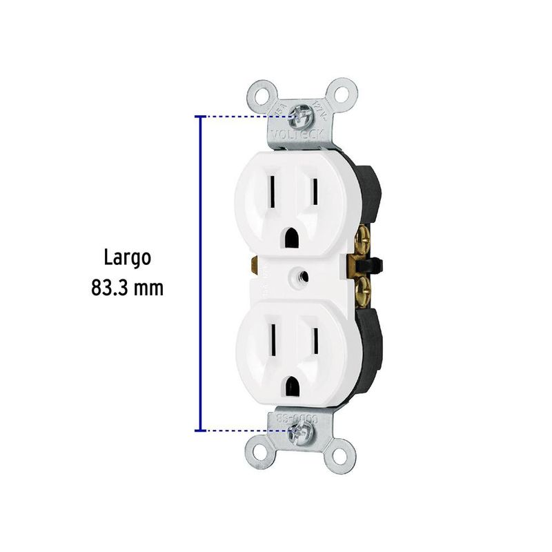 Tomacorriente Doble 2 Polos 3 Hilos Standard Blanco - Volteck