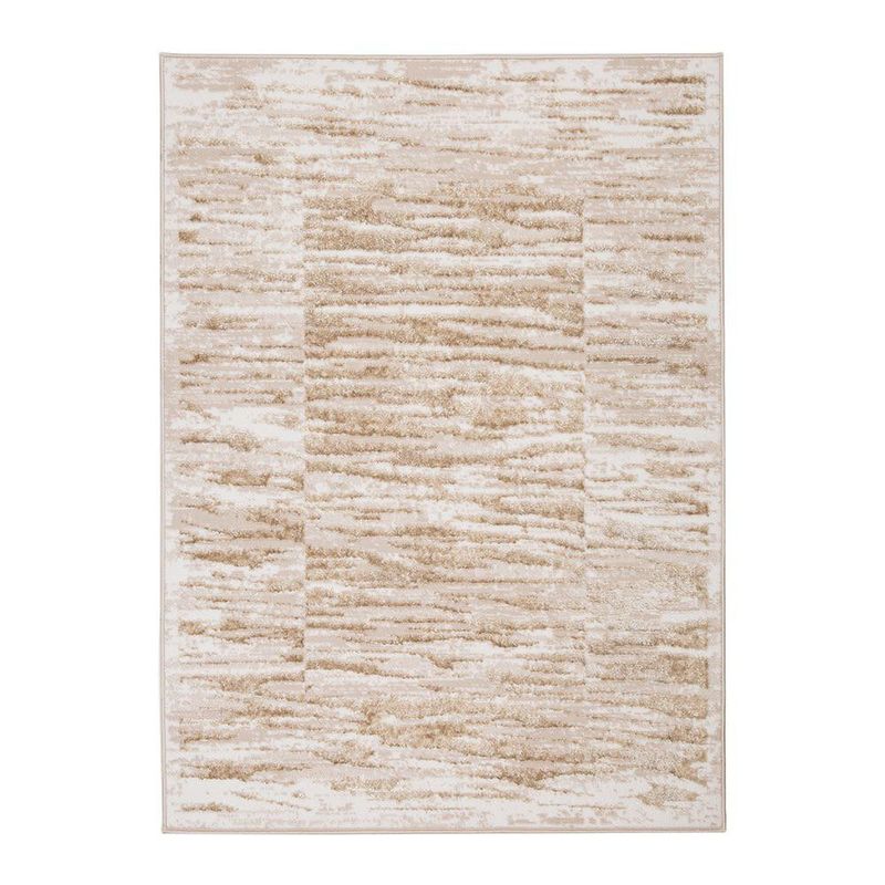 Alfombra Decorativa Abstracta Beige y Gris 133 x 190 Cm